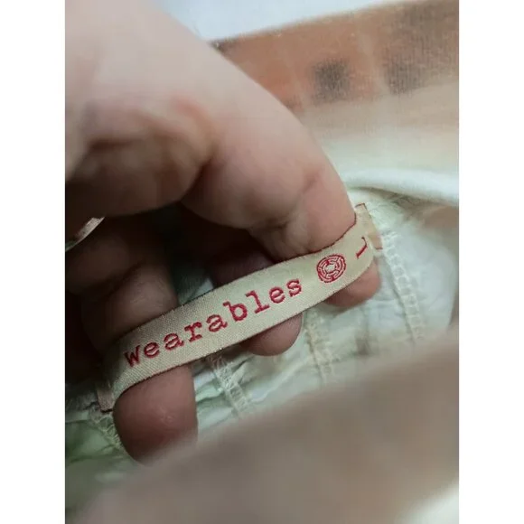 XCVI Wearable Womens Mini Skirt Large Green White Ombre Ruched Hippie Casual - Picture 3 of 7